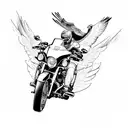 An Eagle riding a Harley Davidson motorbike at night tattoo design idea