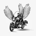 An Eagle riding a Harley Davidson motorbike at night tattoo design idea