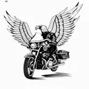 An Eagle riding a Harley Davidson motorbike at night tattoo design idea