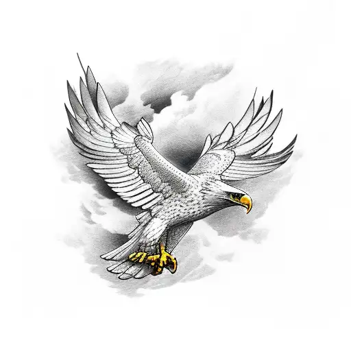 An eagle soaring through the sky, its wings spread wide, symbolizing freedom and power tattoo design idea