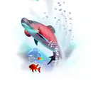 A diver exploring the depths of the ocean surrounded by vibrant marine life tattoo design idea