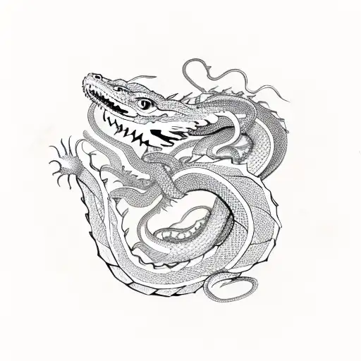 snake with dragon tattoo design idea