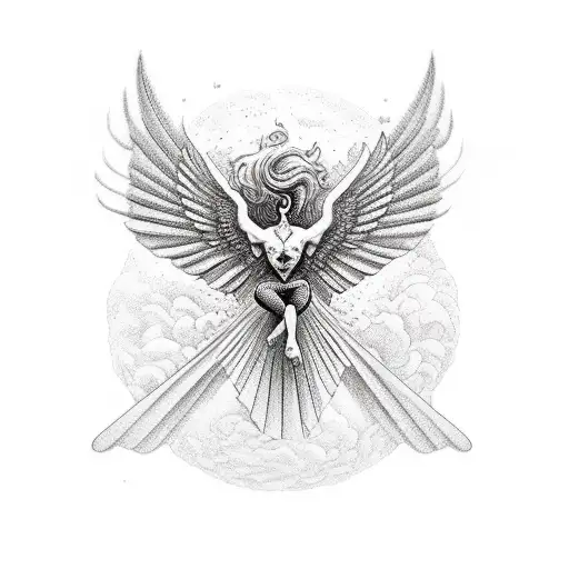 Icarus flying tattoo design idea