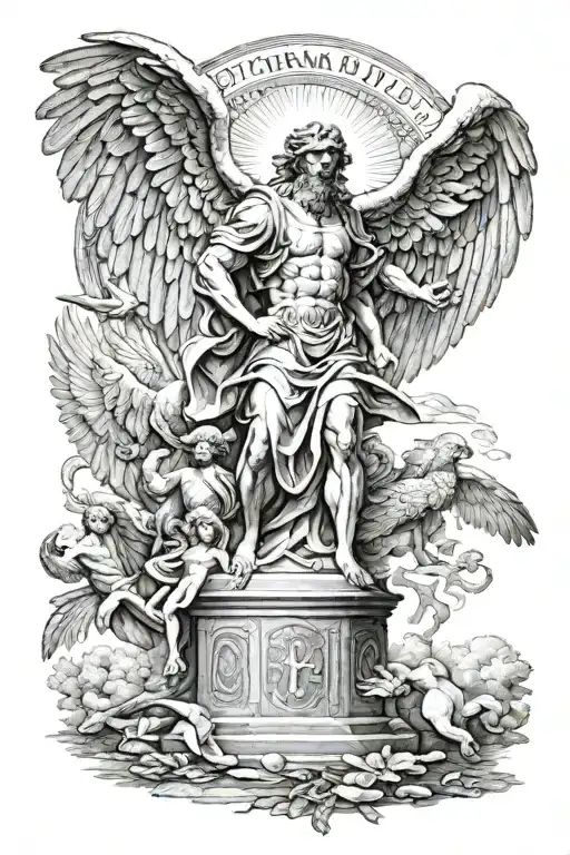 symbolic art piece from this biblical statement "he commands his angels to protect you" tattoo design idea