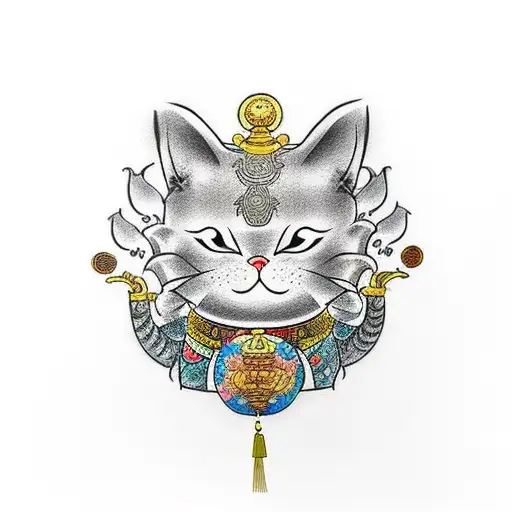 Maneki neko tattoo design idea