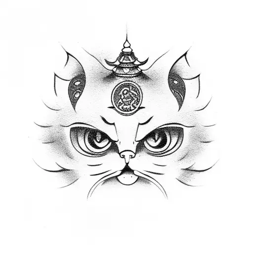 Maneki neko tattoo design idea
