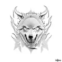 Lobo com faca na boca tattoo design idea