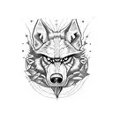 Lobo com faca na boca tattoo design idea