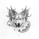 Lobo com faca na boca tattoo design idea