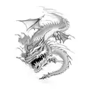 Dragon biting a wolf tattoo design idea