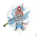 A fiery centaur firefighter wielding a fire hose tattoo design idea