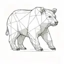 A minimalist geometric design of a bear and bull facing off in a stock market graph tattoo design idea