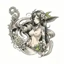 nude anime girl standing tattoo design idea