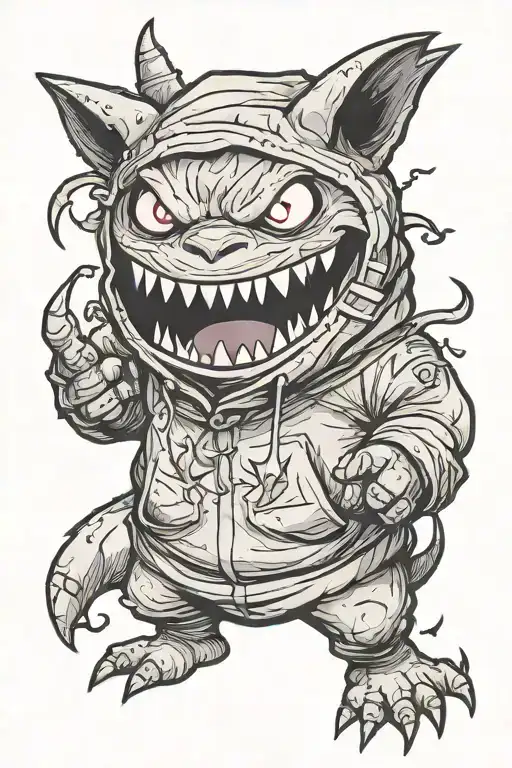 Gengar in a hoodie tattoo design idea