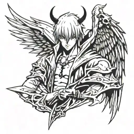 devil wing,devil face incorporated,anime , Devil May Cry tattoo design idea