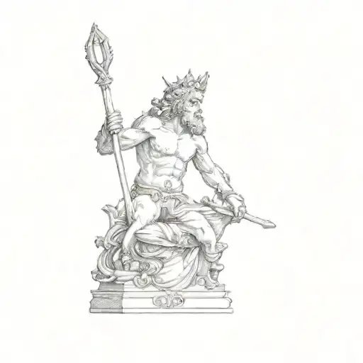 statue of neptune tattoo design idea