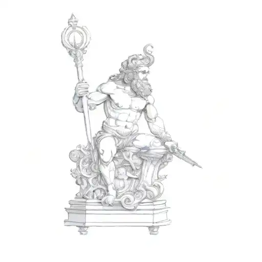 statue of neptune tattoo design idea