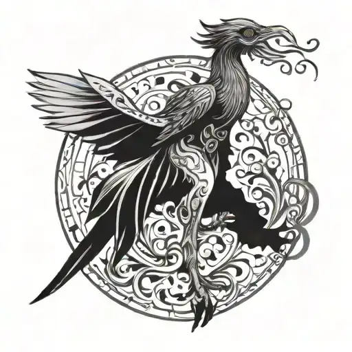 witch deaf phoenix rising tattoo design idea