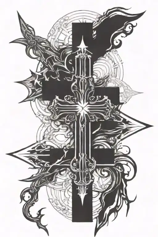 cross ,3 nails tattoo design idea