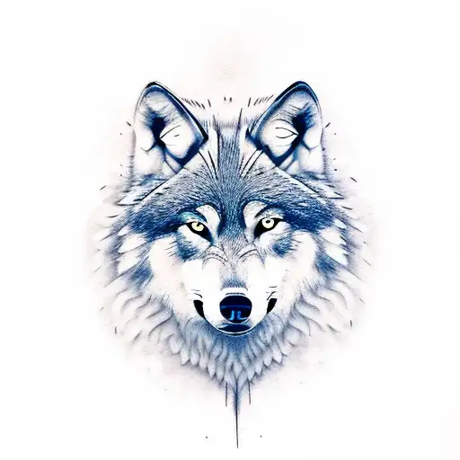 wolf with a full moon background  tattoo design idea