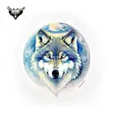 wolf with a full moon background  tattoo design idea