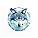 wolf with a full moon background  tattoo design idea