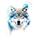 wolf with a full moon background  tattoo design idea