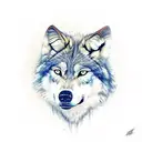wolf with a full moon background  tattoo design idea