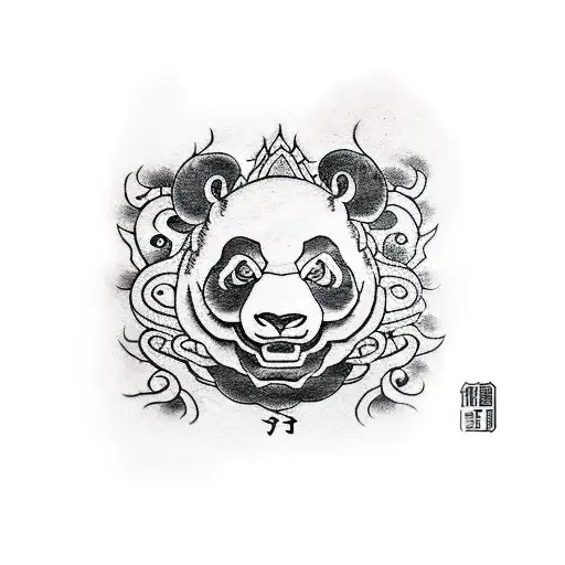 half panda half dragon  tattoo design idea