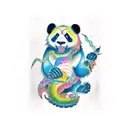 half panda half dragon  tattoo design idea