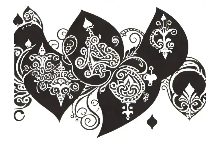 wine and King of Spades card tattoo design idea