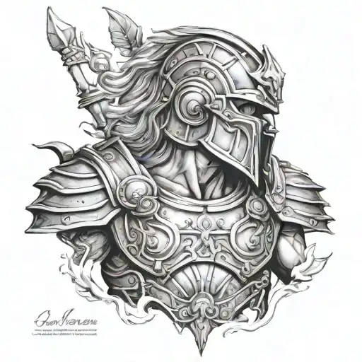 greek gods pantheon armor wielding tattoo design idea
