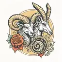 aries and Capricorn zodiac sign tattoo design idea