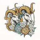 aries and Capricorn zodiac sign tattoo design idea
