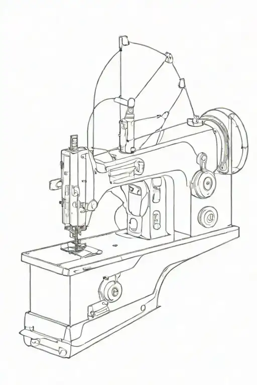 sewing machine with digital inside forming tattoo design idea