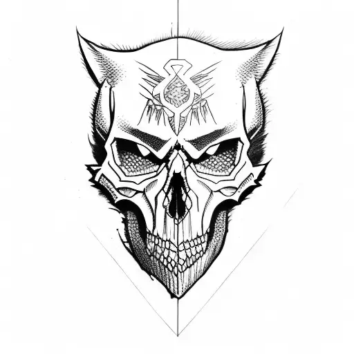 Lone wolf with skull tattoo design idea