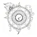 A tattoo design combining symbols of energy and intuition, with a yin and yang symbol at the center representing the balance between mind and body tattoo design idea