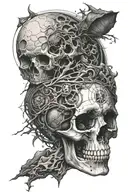  Skull Mysterious and Dark Side of the Moon tattoo design idea