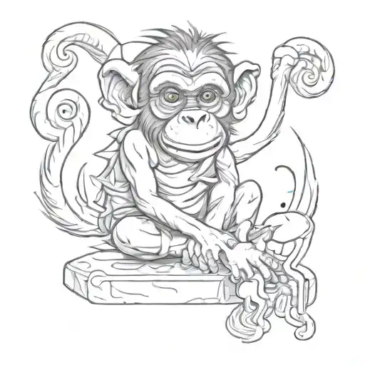 ghetto monkey drugs used tattoo design idea