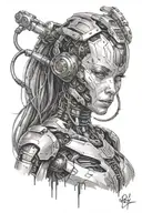 android robot girl tattoo design idea