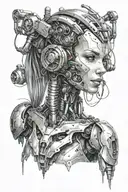 android robot girl tattoo design idea