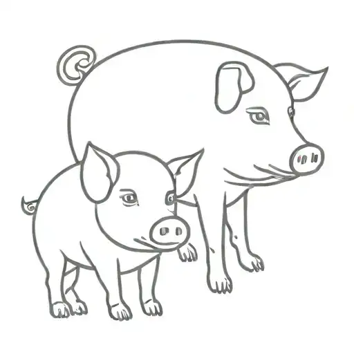 the dog and the pig sat facing each other side tattoo design idea