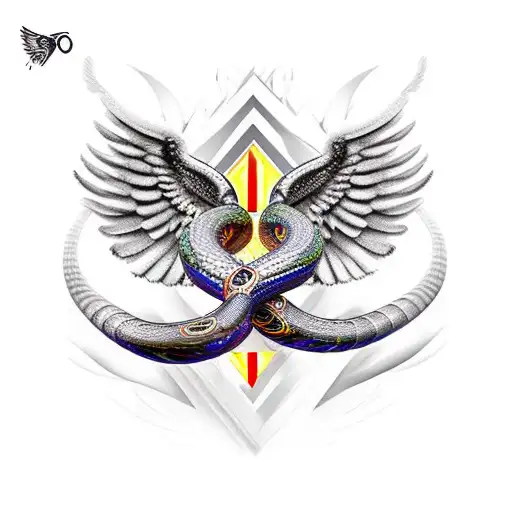 Dagger snake and wings together tattoo design idea