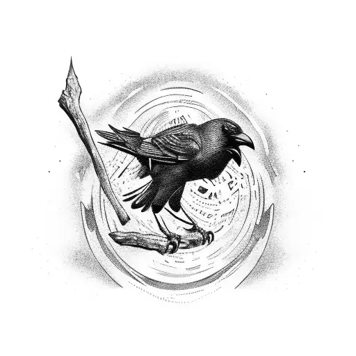 crow escaping danger tattoo design idea