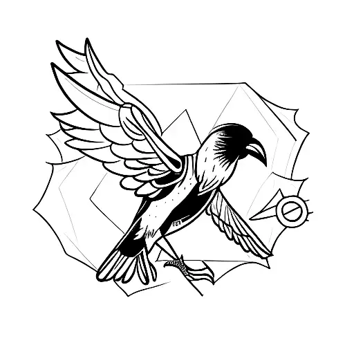 crow escaping danger tattoo design idea