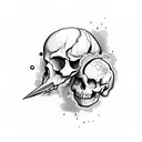 Raven with a skull and an anatomically correct heart tattoo design idea