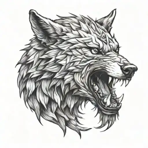 conjoin sigma vs crowned alpha wolf howling  tattoo design idea