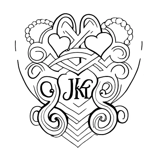Small heart with initials K and A and I tattoo design idea