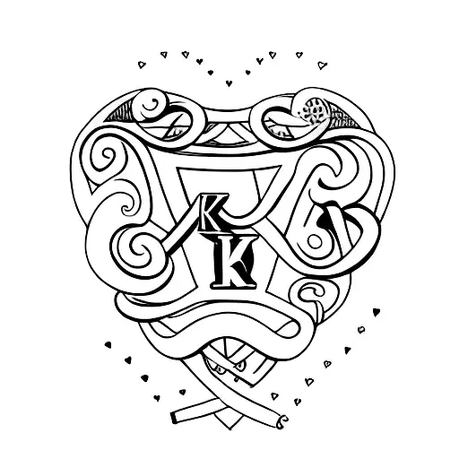Small heart with initials K,A,I tattoo design idea