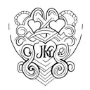 Small heart with initials K and A and I tattoo design idea